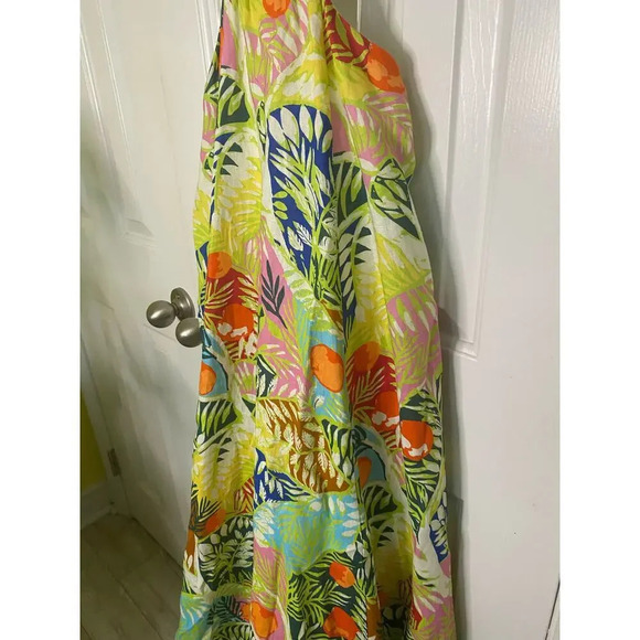 Staud Coliseum Tropical Printed Linen Cutout Maxi Dress Size 2 - Picture 7 of 12